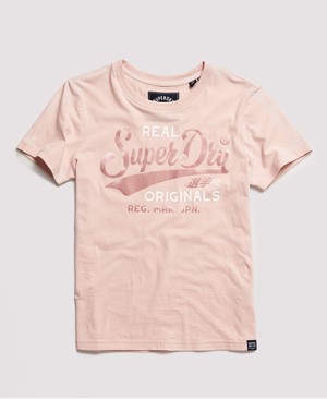 Superdry Real Originals Satin Női Pólók Rózsaszín | CJHLD6738